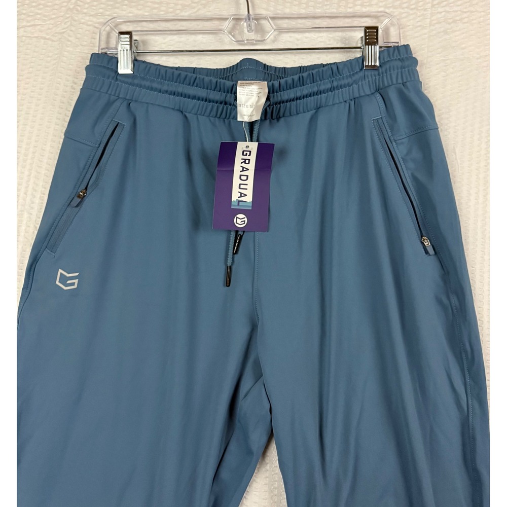 Gradual Mens Active Jogger Pants Blue Size M Zipper Pockets Stretch Lightweight